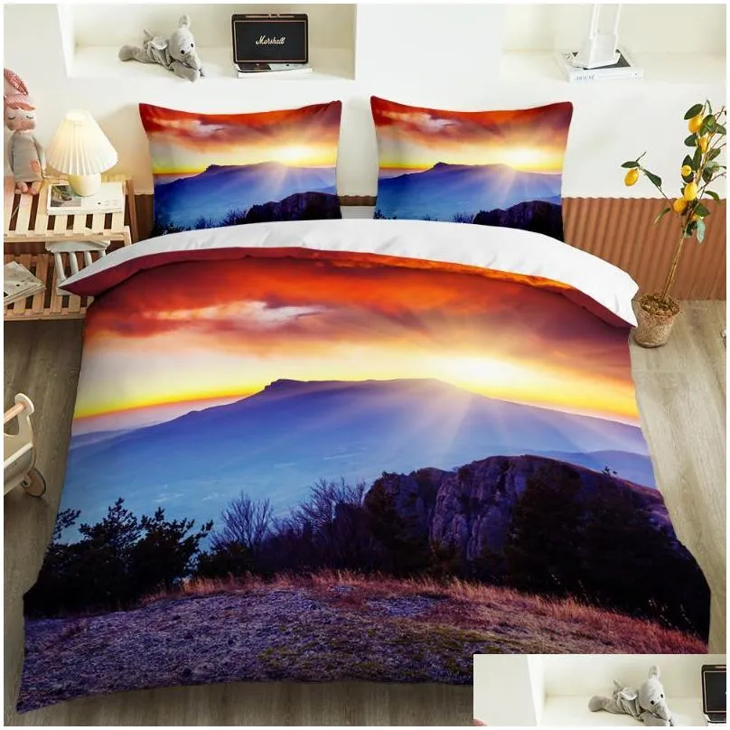 bedding sets 3d printing beautiful scenery series comfortable double bedroom set duvet cover pillow case extra large