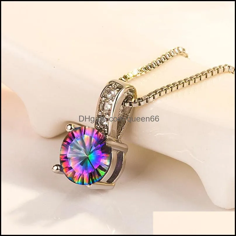 fourclaw colorful stone pendant necklace temperament and fashion colorful jewels and diamonds round necklaces