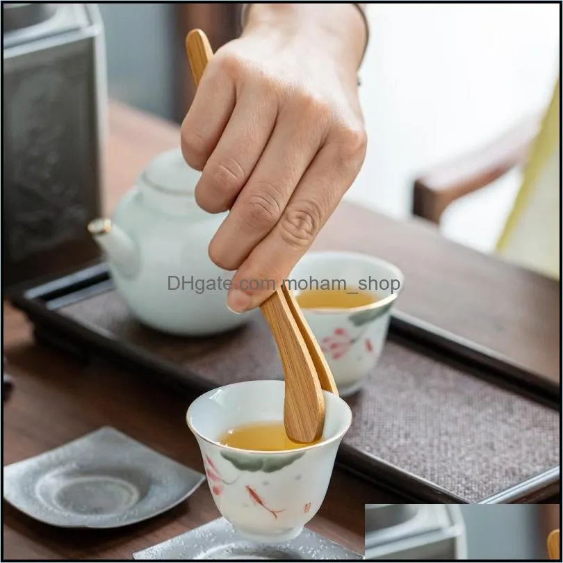 wooden tea clip simple household teas set tool teacup bent clips portable bamboo natural color accessories 18cm rre13336