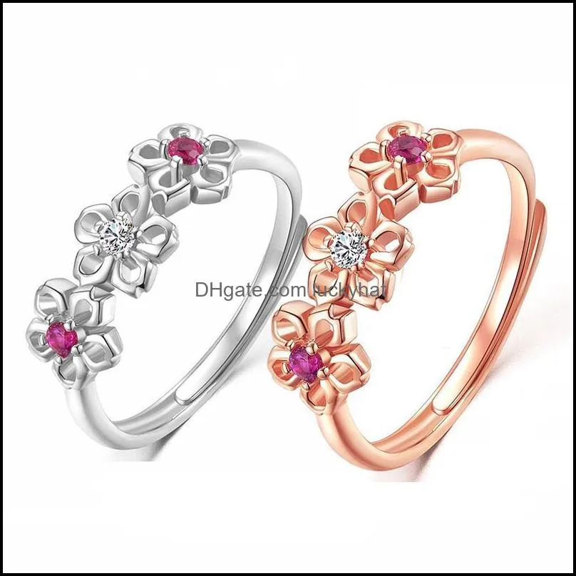 hot selling accessories clover ring rose gold plated rose gold blooming plum ring europe and america flower womens ring