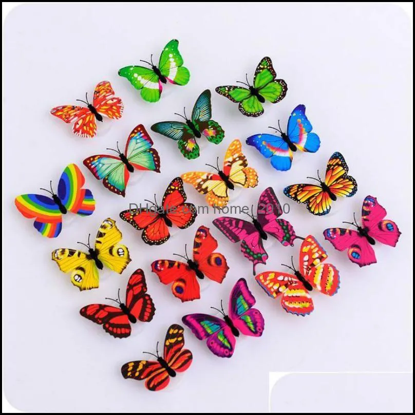 wall stickers decor colorful changing butterfly led night light lamp home room party desk decorations wholesale price