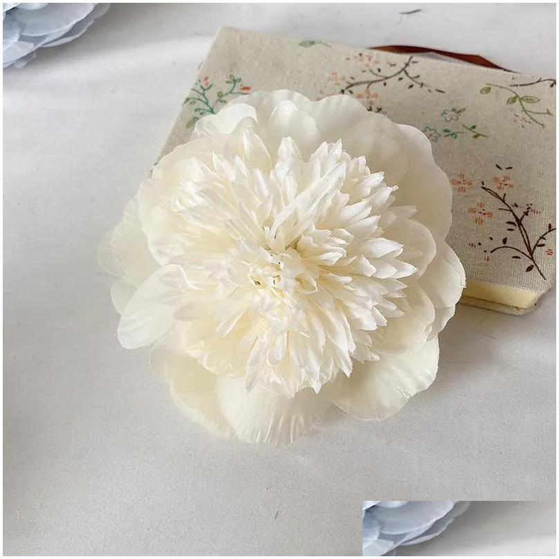 high quality peony artificial flower head with stem silk clothe fake for wedding home garden decoration decorative flowers 