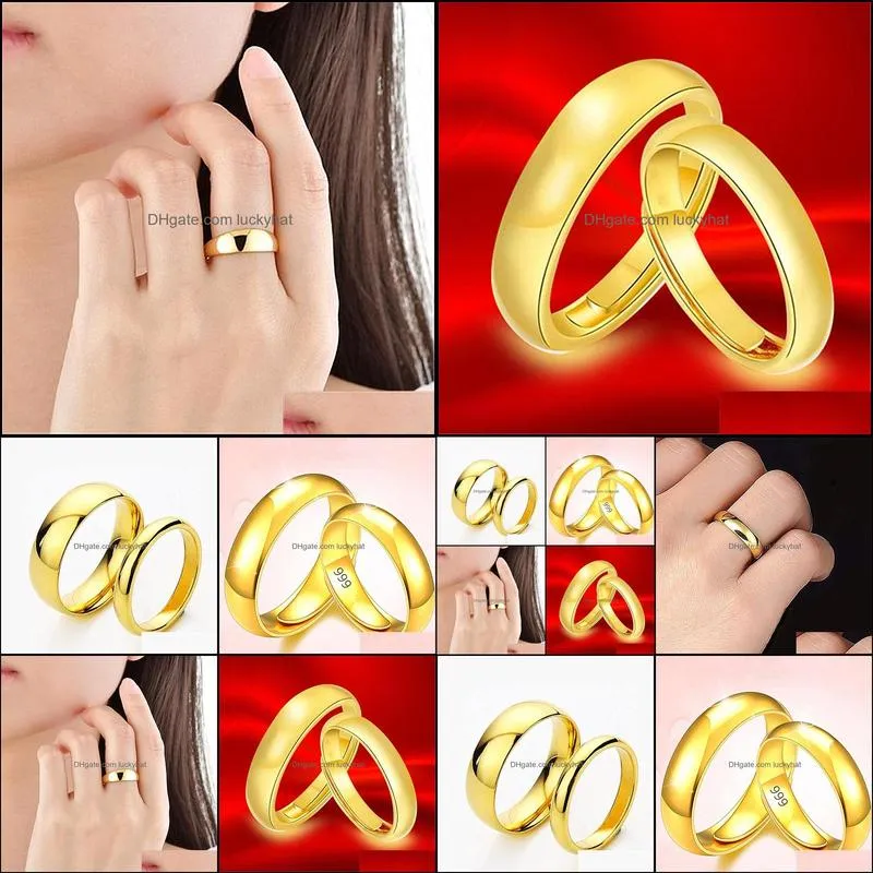 couple rings gold simple fashion fine jewelry fashion luxury golden engagement wedding ring anniversary gift women men ring