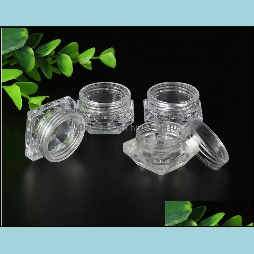 3 5ml clear plastic jars nail art cosmetic lip balm lip gloss cream lotion eyeshadow containers with lids sn2619