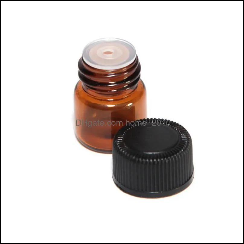 1ml 1/4 dram amber glass essential oil bottle perfume sample tubes bottle with plug and caps 5/8 dram