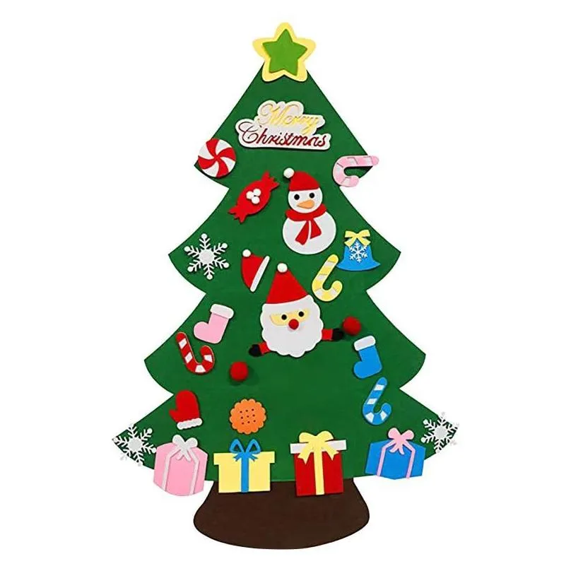 christmas decorations kids diy felt tree with ornaments children year gifts for door wall hanging decoration