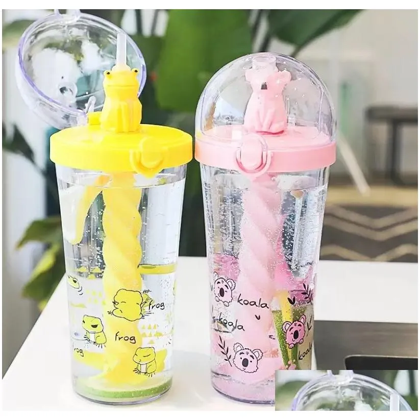 7oz baby childrens plastic milk coffee mug starbucks cats paw straw and various styles of water cups tt1227