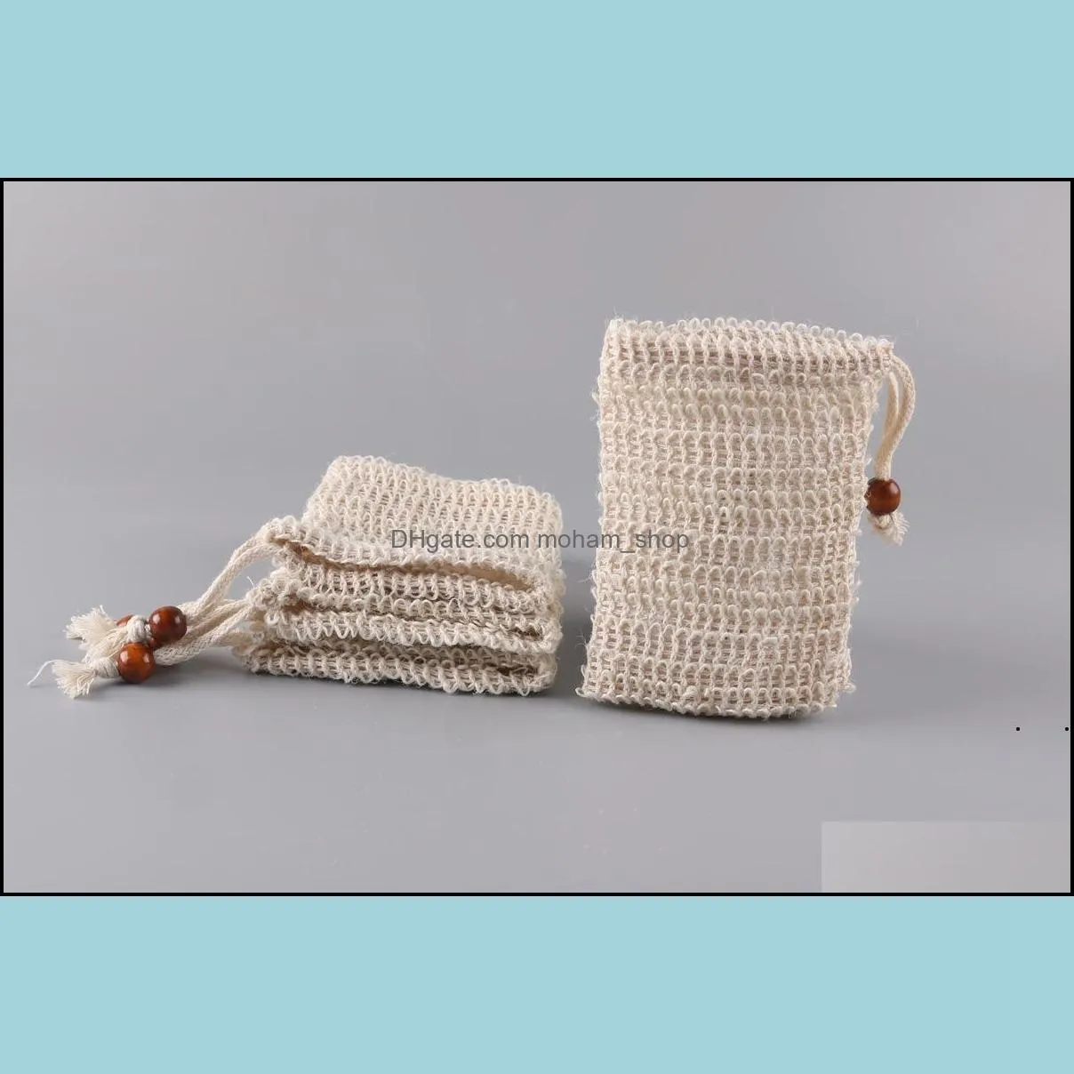 9x14cm cotton linen soap bag beam mouth type environmental protection handmade soap foaming net storage bag soap storage bag rrf8345