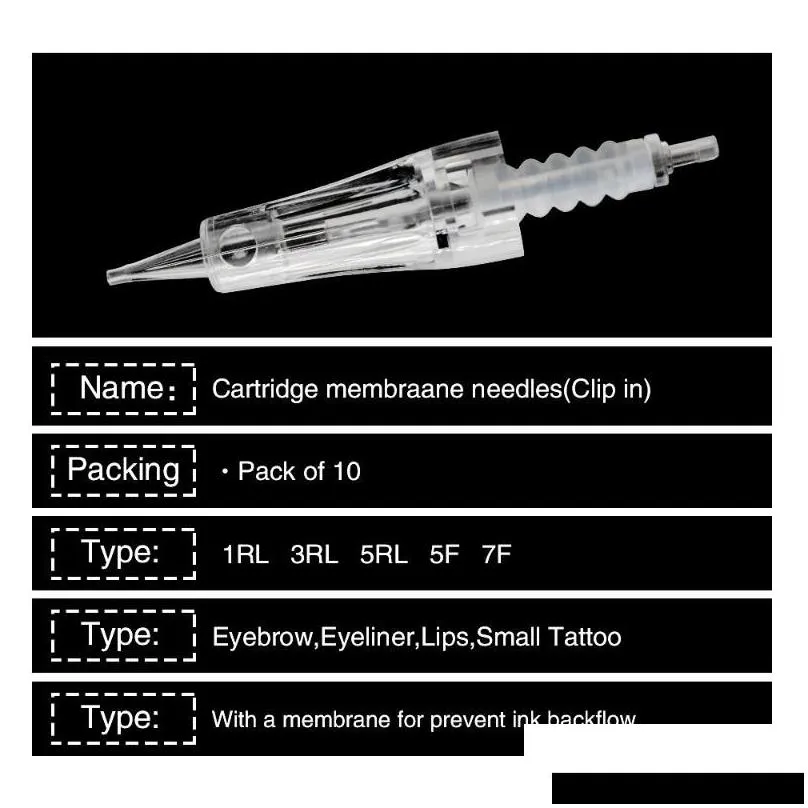 tattoo needles professional 10pcs/pack sterilized microblading eyebrow cartridge with membrane 1rl///5f/7f pmu machinetattootattootattoo