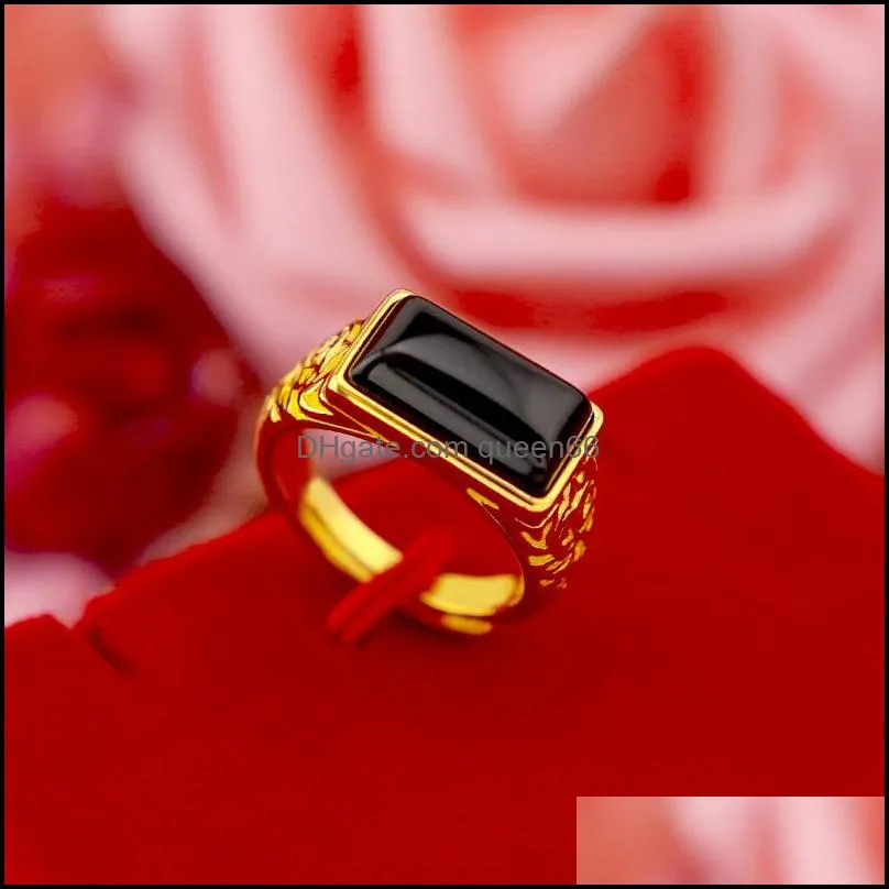 24kt gold fortune resizable ring wholesale fashion man boy birthday wedding gift