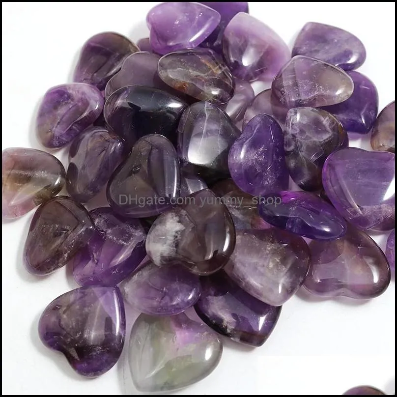 natural crystal stone ornaments carved 20x6mm heart amethyst chakra reiki healing quartz mineral tumbled gemstones hand home decor