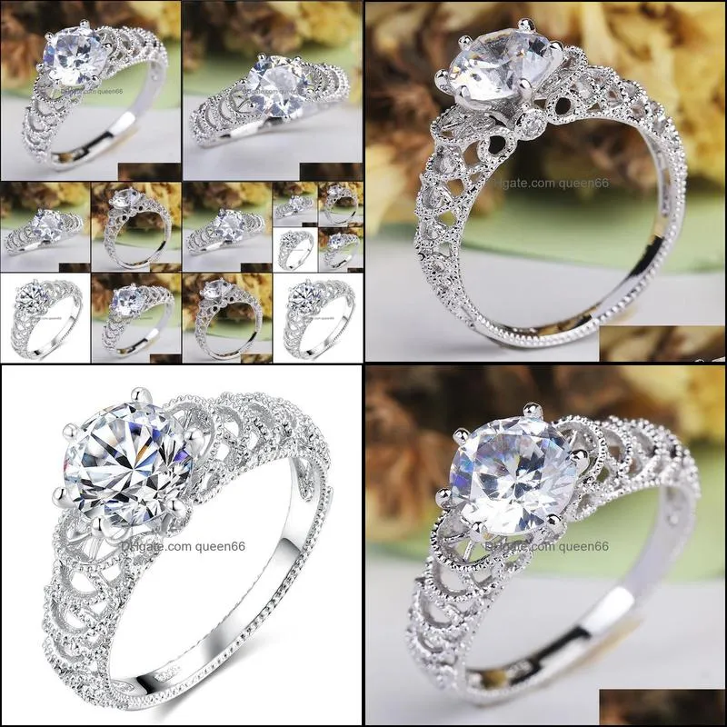 hollowout crystal finger ring for women wedding jewelry