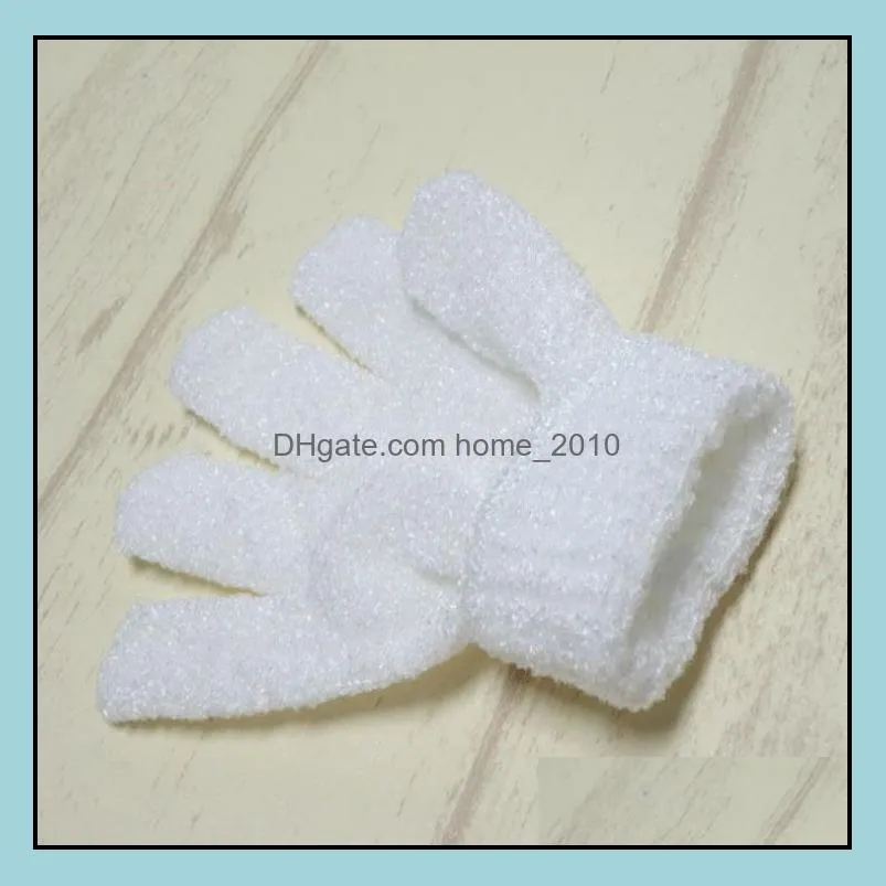 white nylon body cleaning shower gloves exfoliating bath glove five fingers bath gloves bathroom supplies 1pcs sn811