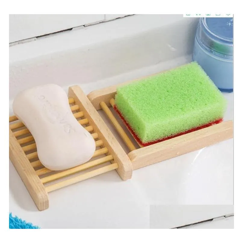 2021 new natural bamboo trays wholesale wooden soap dish wooden soap tray holder rack plate box container for bath shower bathroom