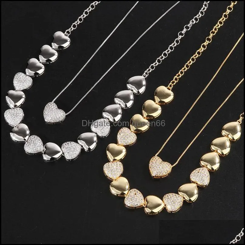 pendant necklaces luxury fashion heart pendent for women charm chain set can be stacked lovers copper plated zircon jewelrypendant
