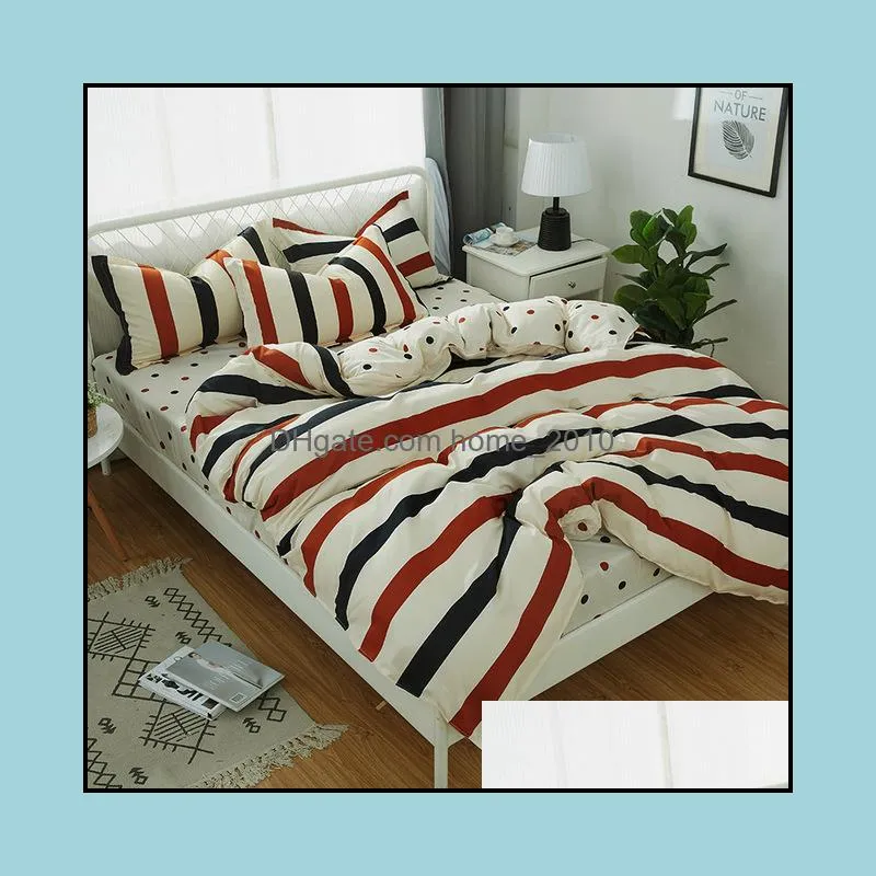 fashion bedding set pure cotton a/b doublesided pattern simplicity bed sheet quilt cover pillowcase