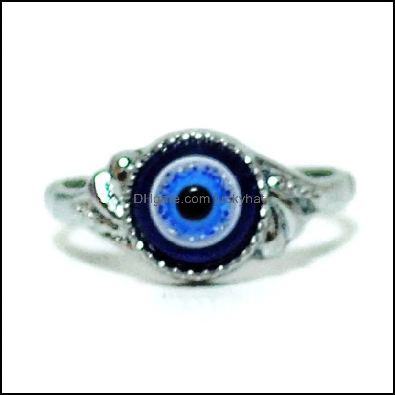 wholesale 50pcs blue devils eye alloy rings mix charm punk goth gift turkish eye women men jewelry