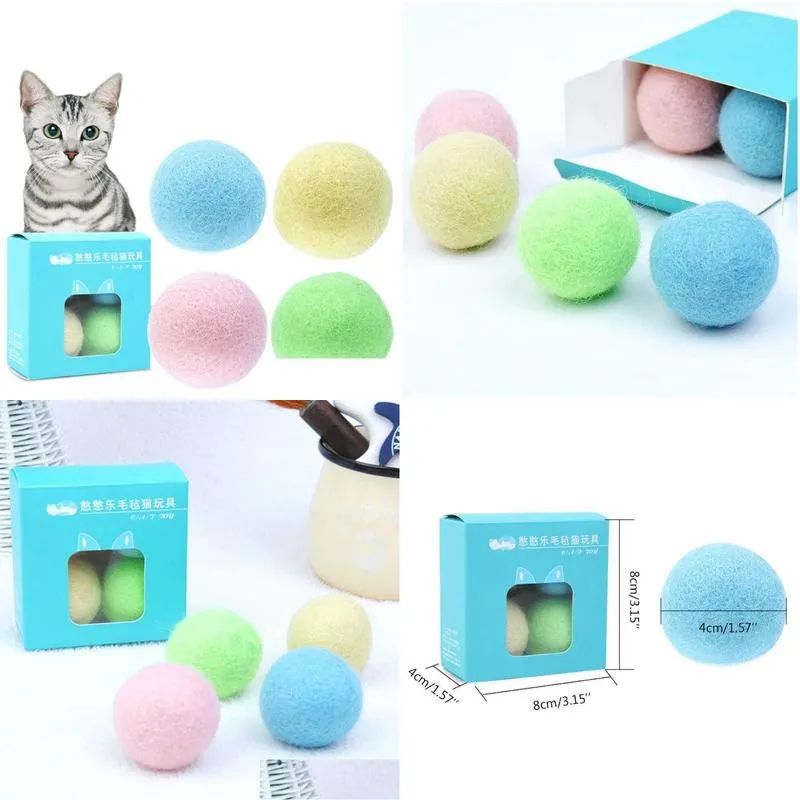 wool felt ball toys for cats kittens colorful ecofriendly cat teaser bell balls