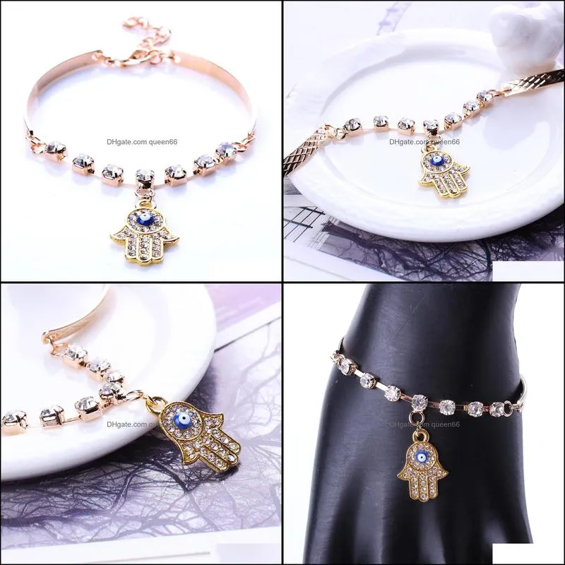 charm bracelets bangles for women palm bracelet style gold rhinestone evil eye hamsa hand jewelry bangle bracelet