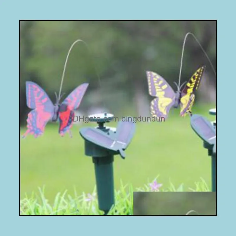 solar power dancing flying butterflies fluttering vibration fly hummingbird flying birds garden yard decoration funny toys ysy327l