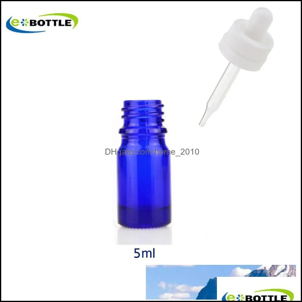 longterm supply 5ml bule glass bottles with childproof cap and tip dropper e liquid bottles dropper glass essential oil bottles