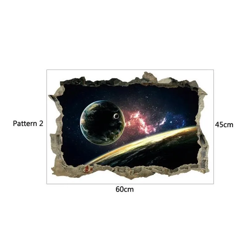 wall stickers 3d star universe series broken for kids baby rooms bedroom home decoration decals mural poster sticker on the
