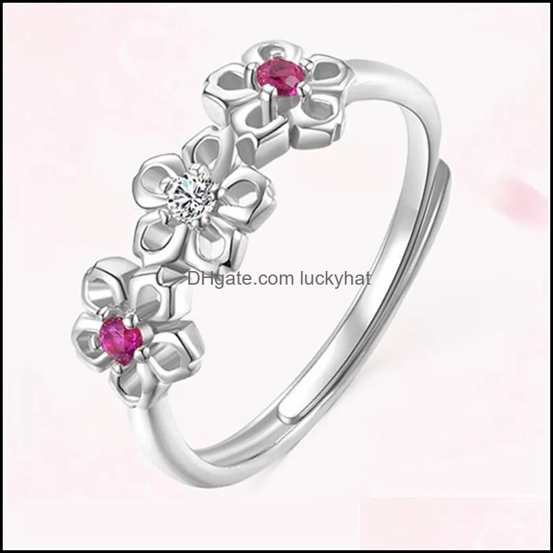 hot selling accessories clover ring rose gold plated rose gold blooming plum ring europe and america flower womens ring