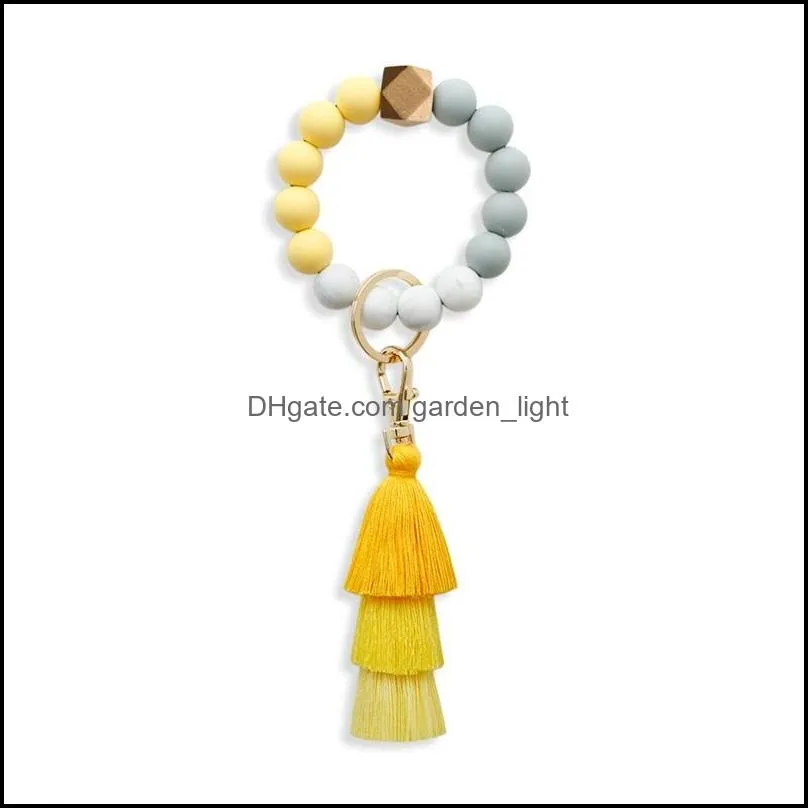 8 styles silicone bead bracelet key chain female italian tassel bracelets keys ring