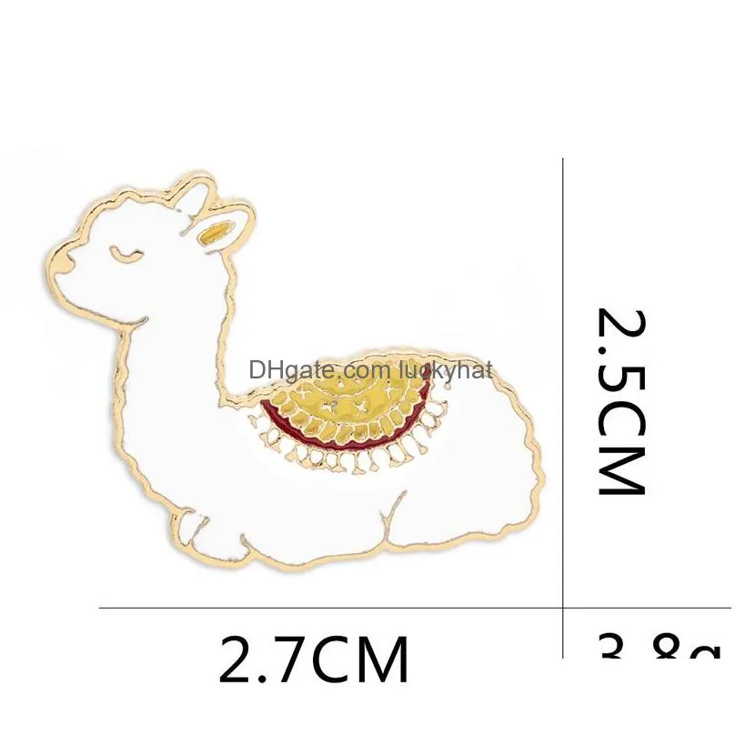 funny alpaca brooch pins cartoon gold plated metal enamel brooches for boys gift jewelry harajuku clothes badges denim shirt lapel pin