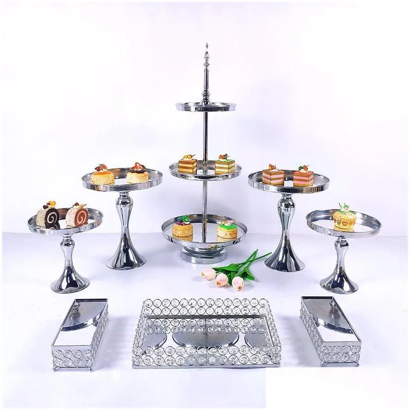 other bakeware 78pcs crystal metal cake stand set acrylic mirror cupcake decorations dessert pedestal wedding party display tray