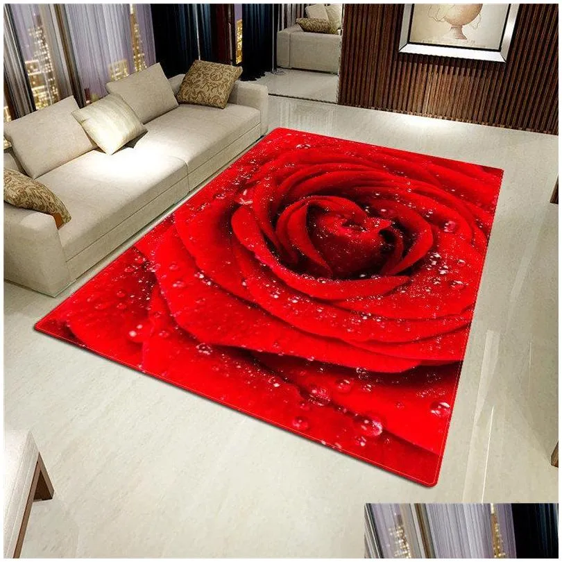 carpets 2021 rose carpet 3d mat for living room flower rug bathroom antislip absorb kitchen home decor doormat custom