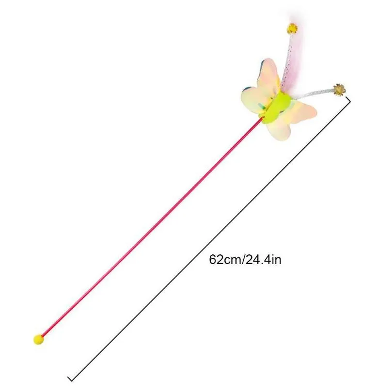 cat toys plastic pet toy wand funny dragonfly carrot butterfly catcher teaser stick interactive for cats kitten