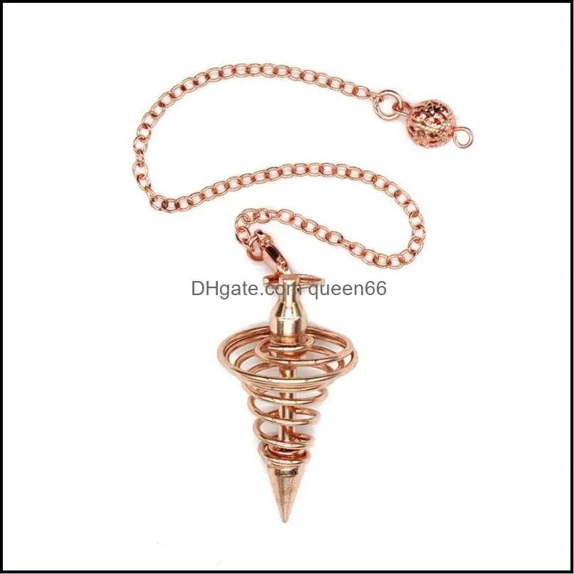 pendant necklaces reiki healing dowsing pendulum chain spiral coil point meditation yoga jewelry