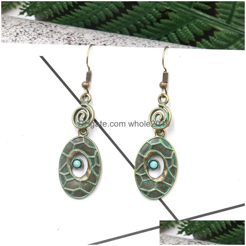 bohemian fashion jewelry vintage earringshollow out pendant dangle earrings