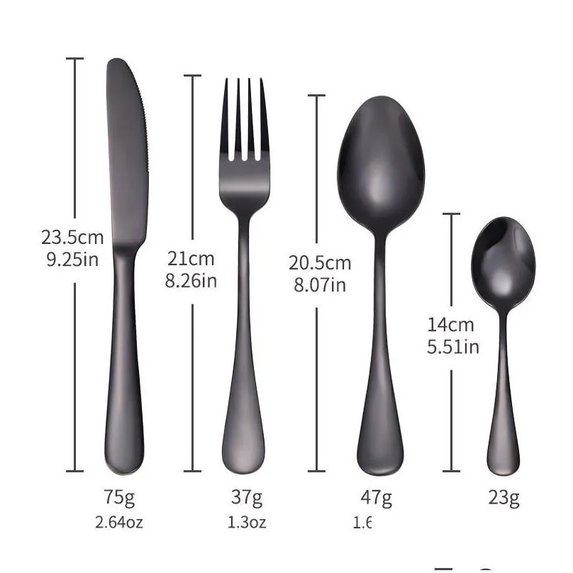 dinnerware sets 24 pcs black set cutlery stainless steel rainbow dinner tableware wedding silverware