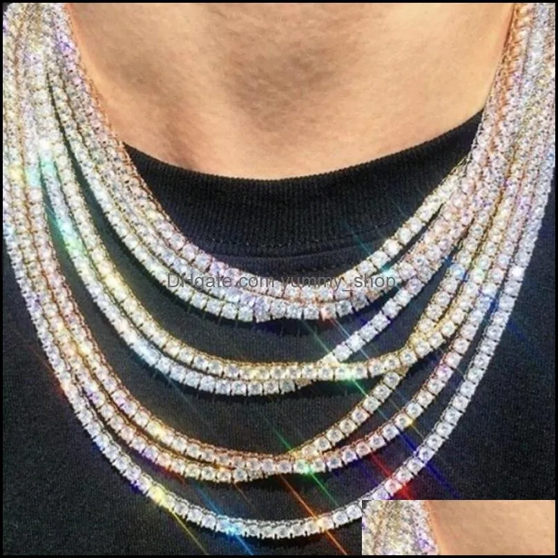 mens diamond iced out tennis gold chain necklaces fashion hip hop jewelry necklace 3mm 4mm 5mm 894 q2