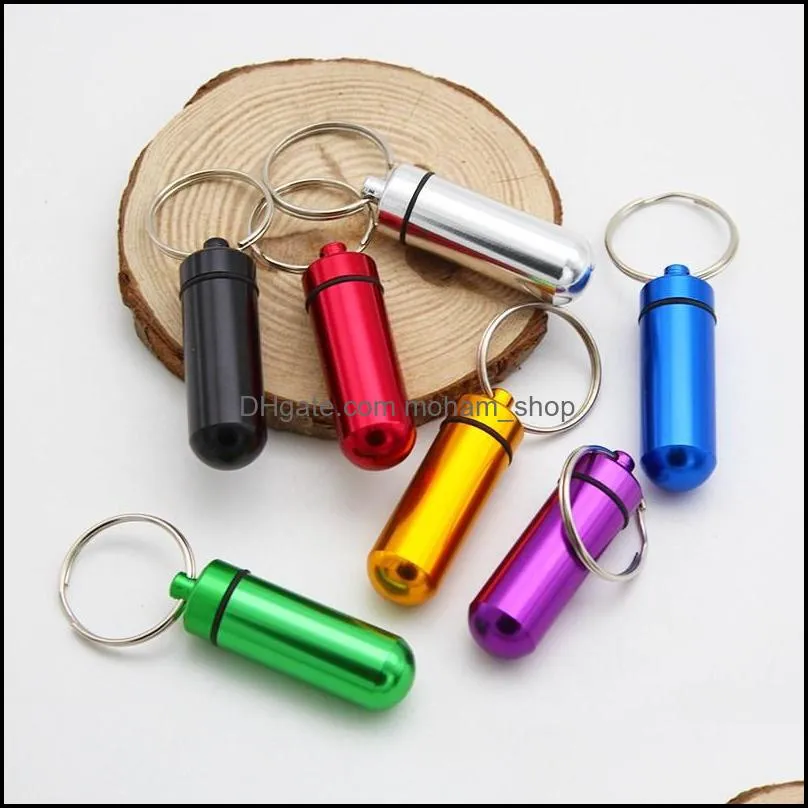 waterproof aluminum keychain medication pill box portable mini travel pills boxes medicine vitamin holder container case bottle cg0185