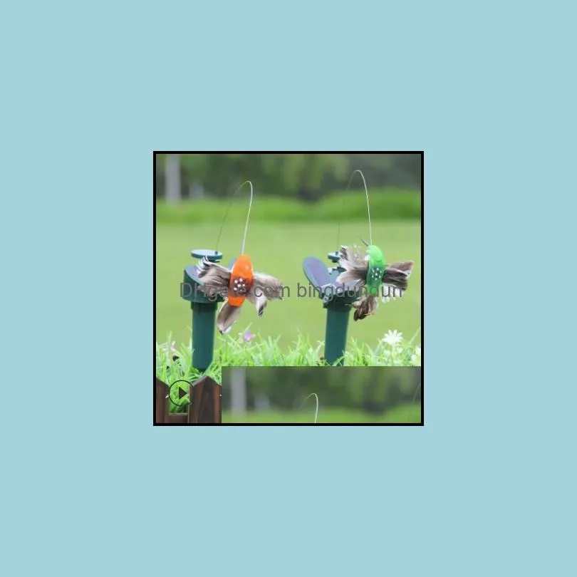 solar power dancing flying butterflies fluttering vibration fly hummingbird flying birds garden yard decoration funny toys ysy327l