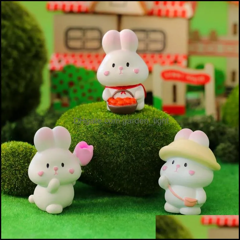 cute mini rabbit animal figurine ornament garden fairy decor silicon resin diy accessories home decoration miniature doll birthday