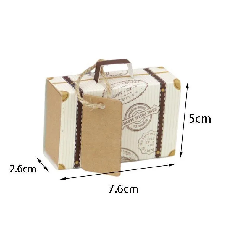 gift wrap 10/20/50pcs mini travel suitcase candy box kraft paper chocolate favor packaging bag wedding birthday party decorationgift