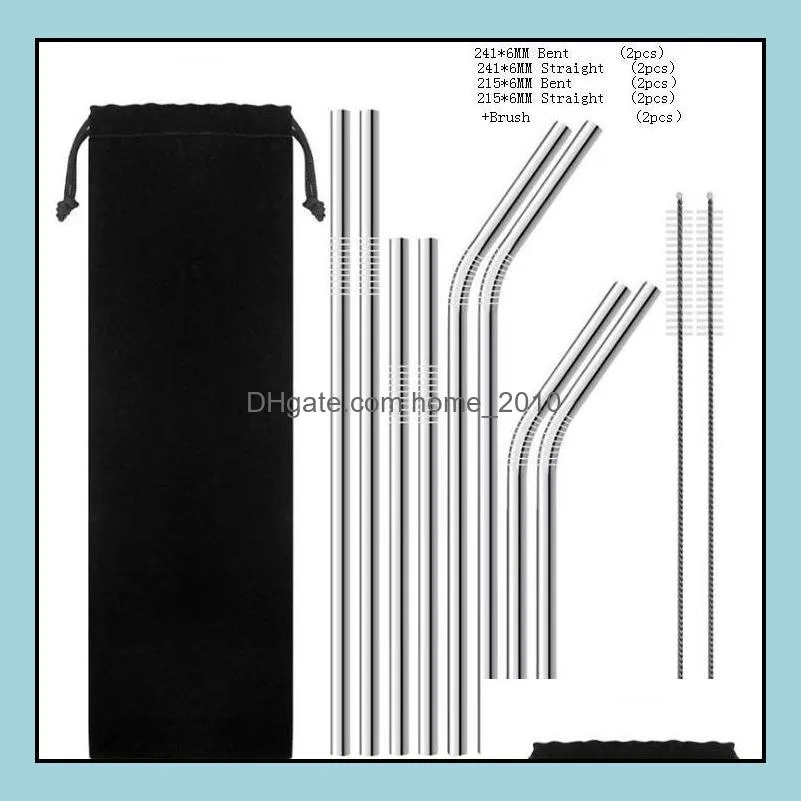 colorful stainless steel straws reusable straight and bent drinking straws eco friendly bar drinking tools colored metal sn2267