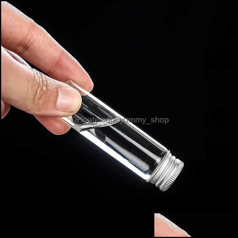 clear lead glass tube bottle with aluminum caps vial glass jars for candy diy projects small grain items containers 22mm diameter