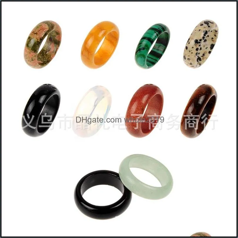 random mixed 8mm natural stone ring opal turquoises black onyx tiger eye sodalite malachite jewelry gift finger rings for women men 1826