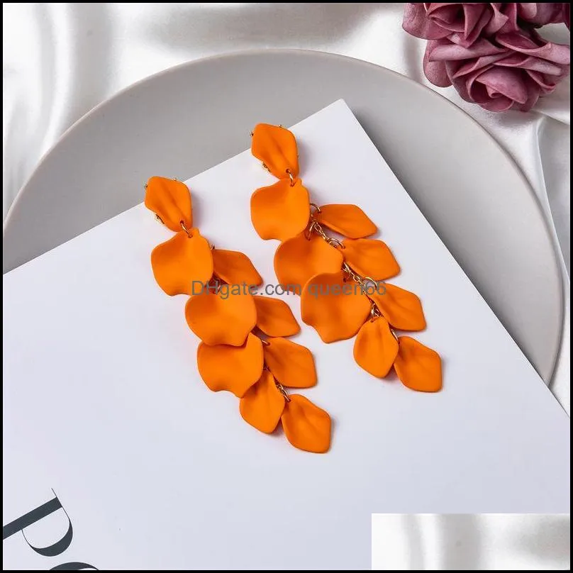 fashion and creative style petals and leaves long earrings jewelry ladies exquisite flower earrings party play jewelry earrings