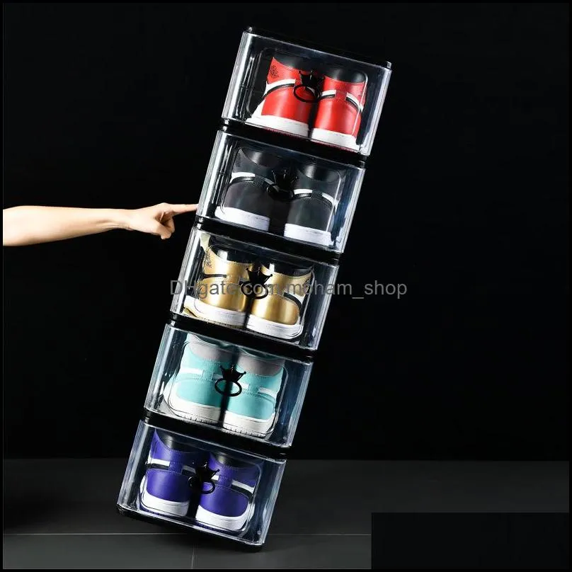 detachable transparent thickened plastic clear shoe box stackable combination shoes container boxes organizer bins storage dustproof cabinet