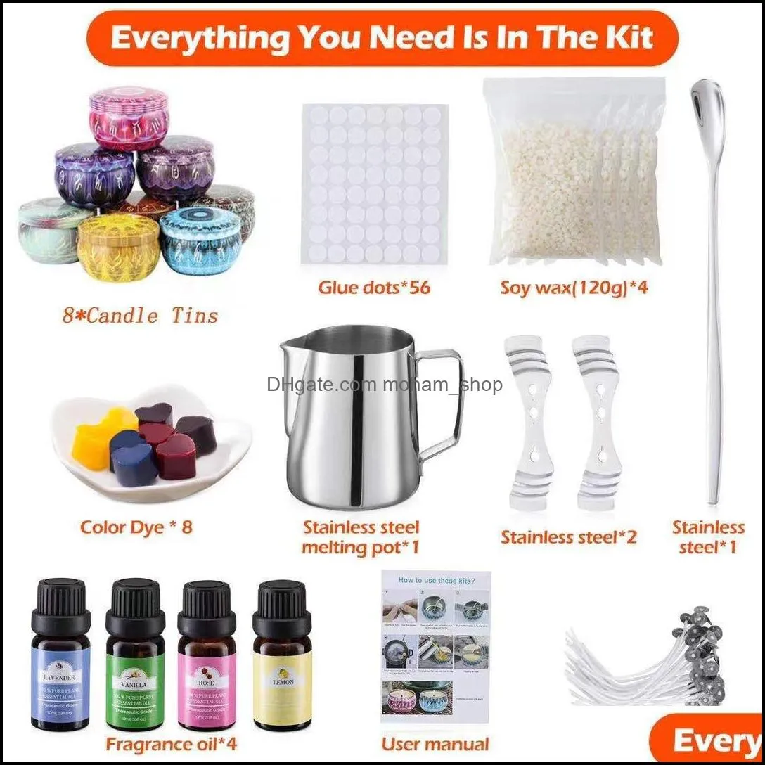 complete diy candle crafting tool kit supplies scented candles making beginners set soy wax melting pot fragrance oil tins dyes wicks
