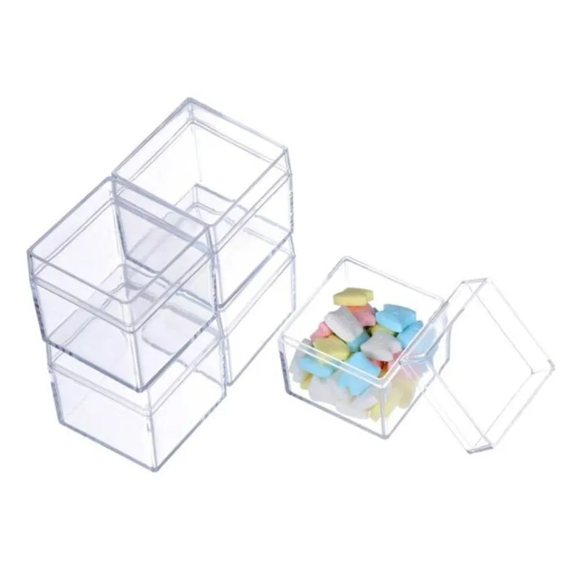 gift wrap 12pcs clear acrylic square cube candy box treat boxes containers for wedding party baby shower favors packaging casegift