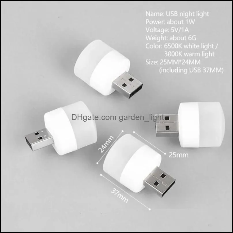 usb plug lamp computer mobile power charging book lamps led eye protection reading light small round night