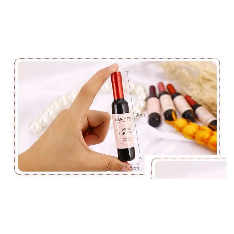 Red Wine Bottle Matte Tint Mini Lip Gloss Set Waterproof, Long Lasting ...