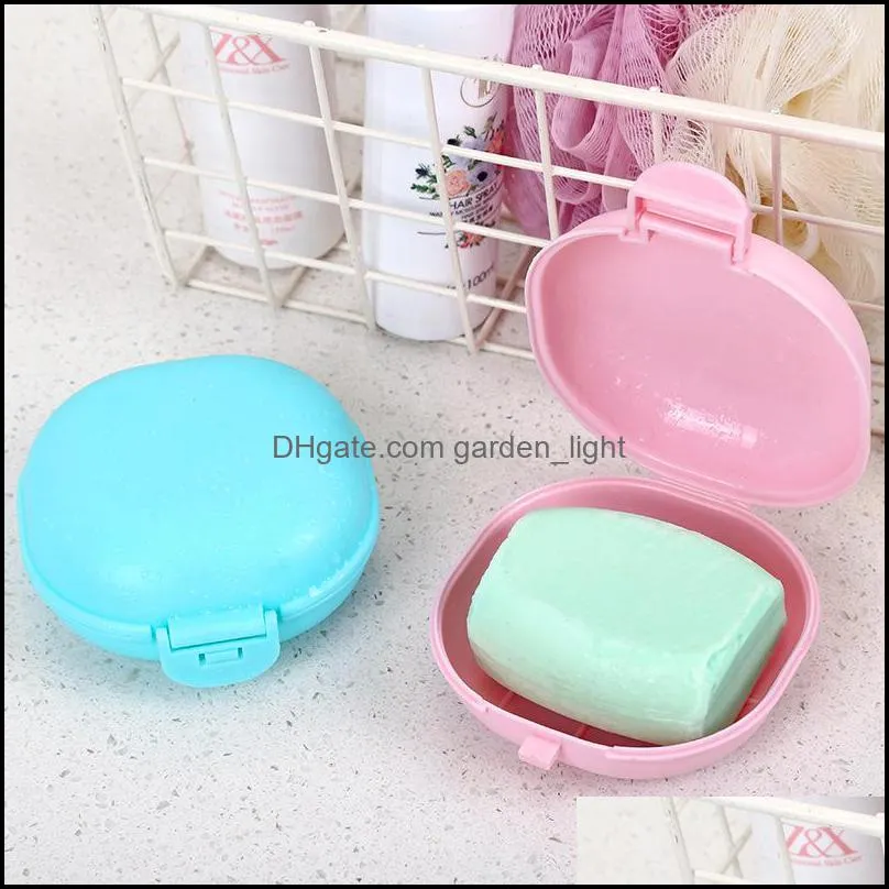 plastic travel soap box with lid portable waterproof bathroom creative macaroon soaps dish boxes holder case 5 colors